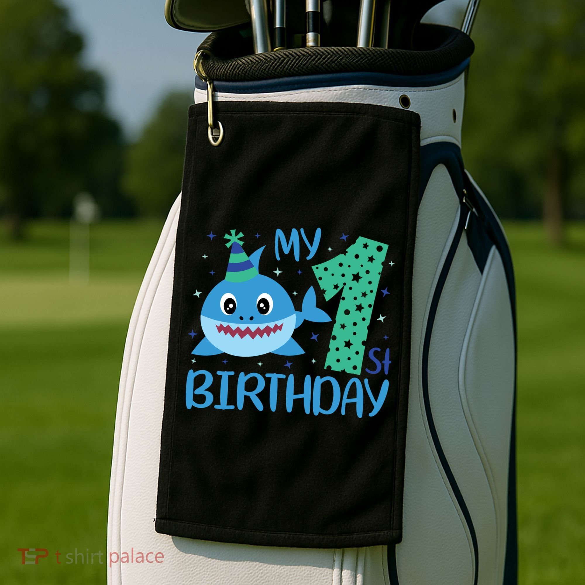 My 1st Birthday Sharks Gift For Birthday Golf Towel
