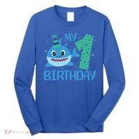 My 1st Birthday Sharks Gift For Birthday Long Sleeve Shirt thumb 0
