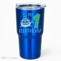 My 1st Birthday Sharks Gift For Birthday Tumbler thumb 0