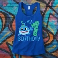 My 1st Birthday Sharks Gift For Birthday Women's Tank Top thumb 3