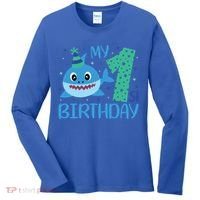 My 1st Birthday Sharks Gift For Birthday Women's Long Sleeve Shirt thumb 0