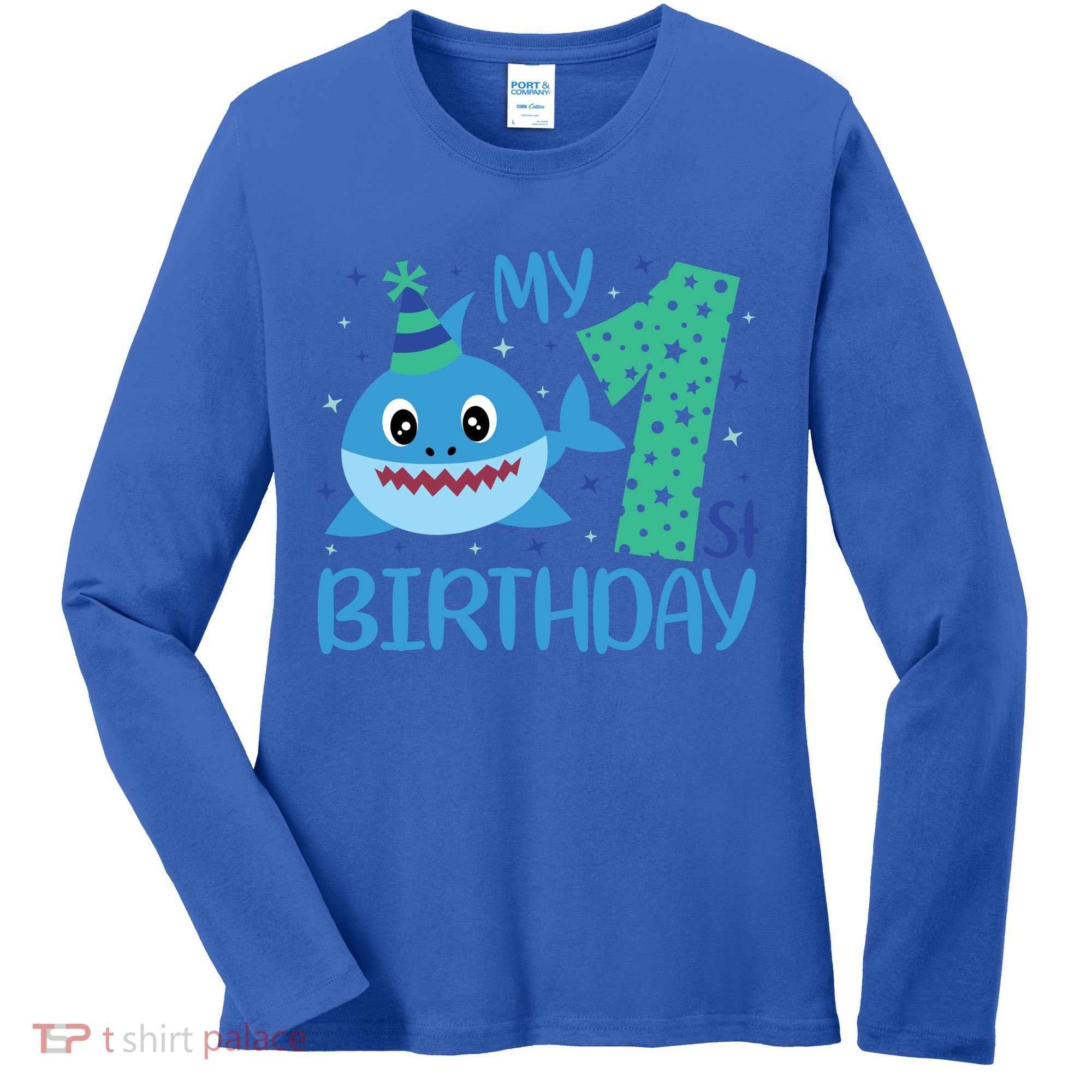 My 1st Birthday Sharks Gift For Birthday Women's Long Sleeve Shirt