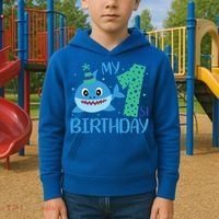 My 1st Birthday Sharks Gift For Birthday Kids Hoodie thumb 2