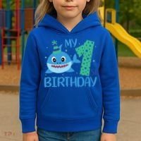 My 1st Birthday Sharks Gift For Birthday Kids Hoodie thumb 3
