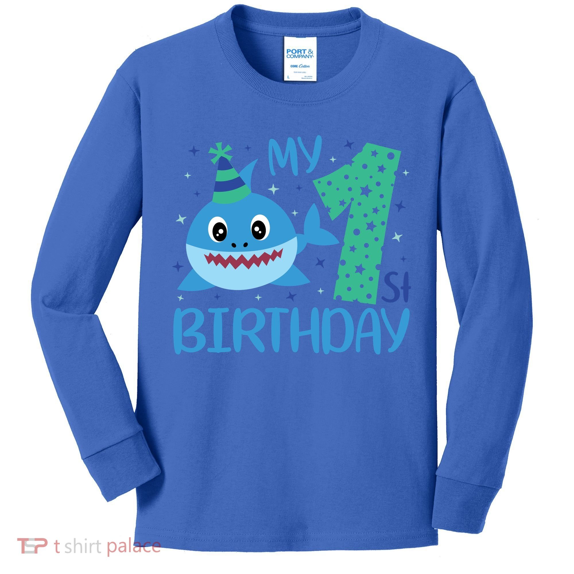 My 1st Birthday Sharks Gift For Birthday Kids Long Sleeve Shirt