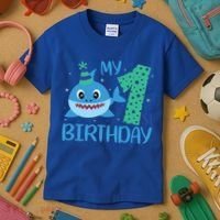 My 1st Birthday Sharks Gift For Birthday Kids T-Shirt thumb 3