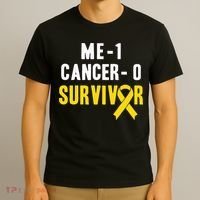 Me 1 Cancer 0 Childhood Cancer Survivor T-Shirt thumb 3