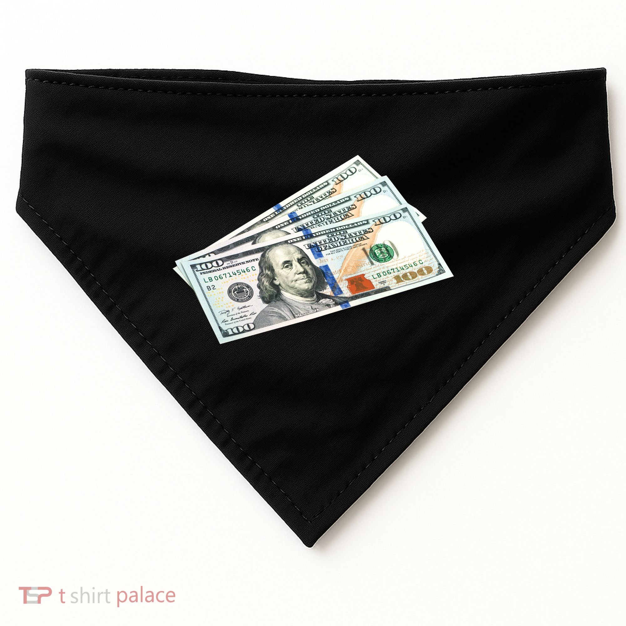 Money $100 Dollar Bills Bill Baller Big Ben Franklin USA-Made Doggie Bandana