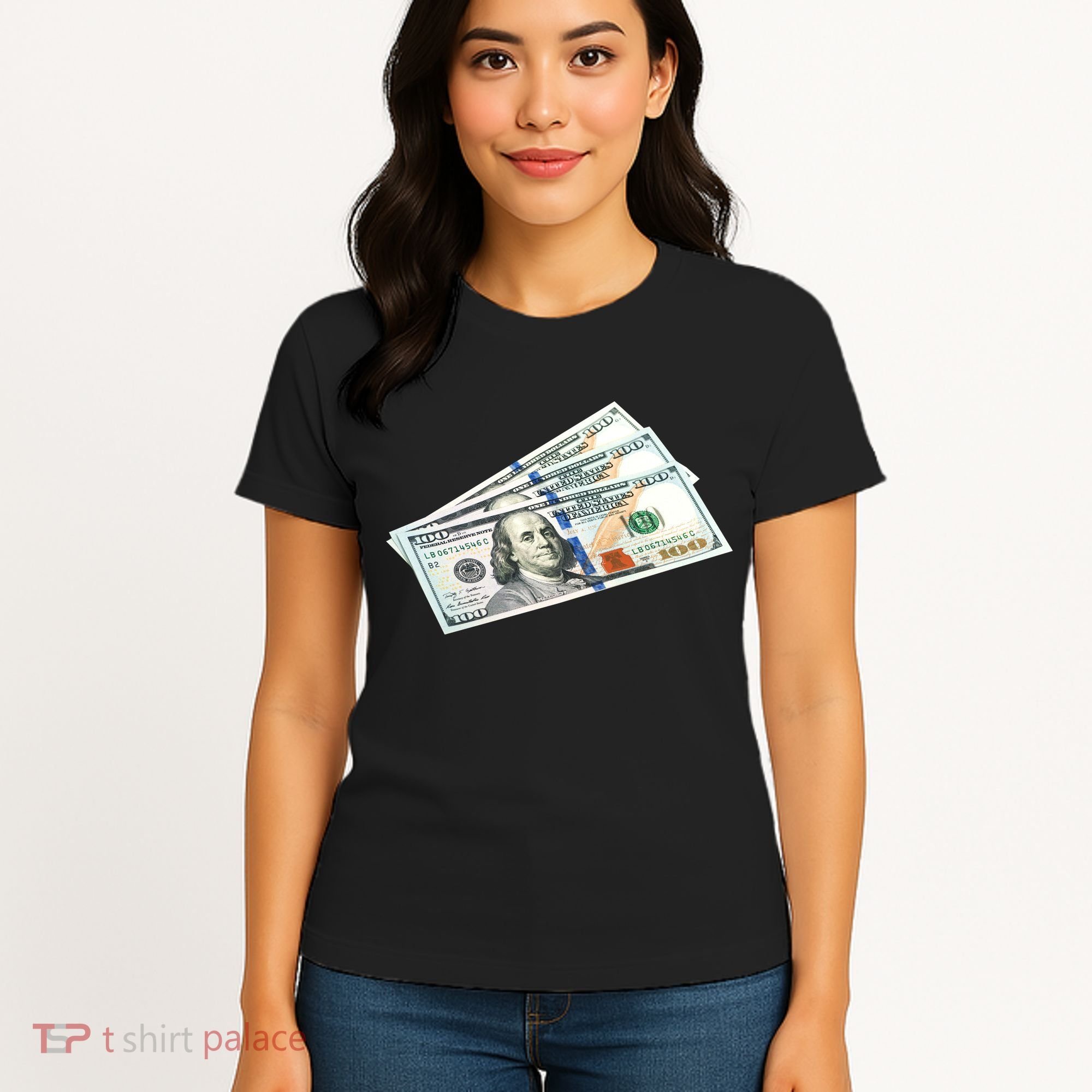Money $100 Dollar Bills Bill Baller Big Ben Franklin Women's T-Shirt