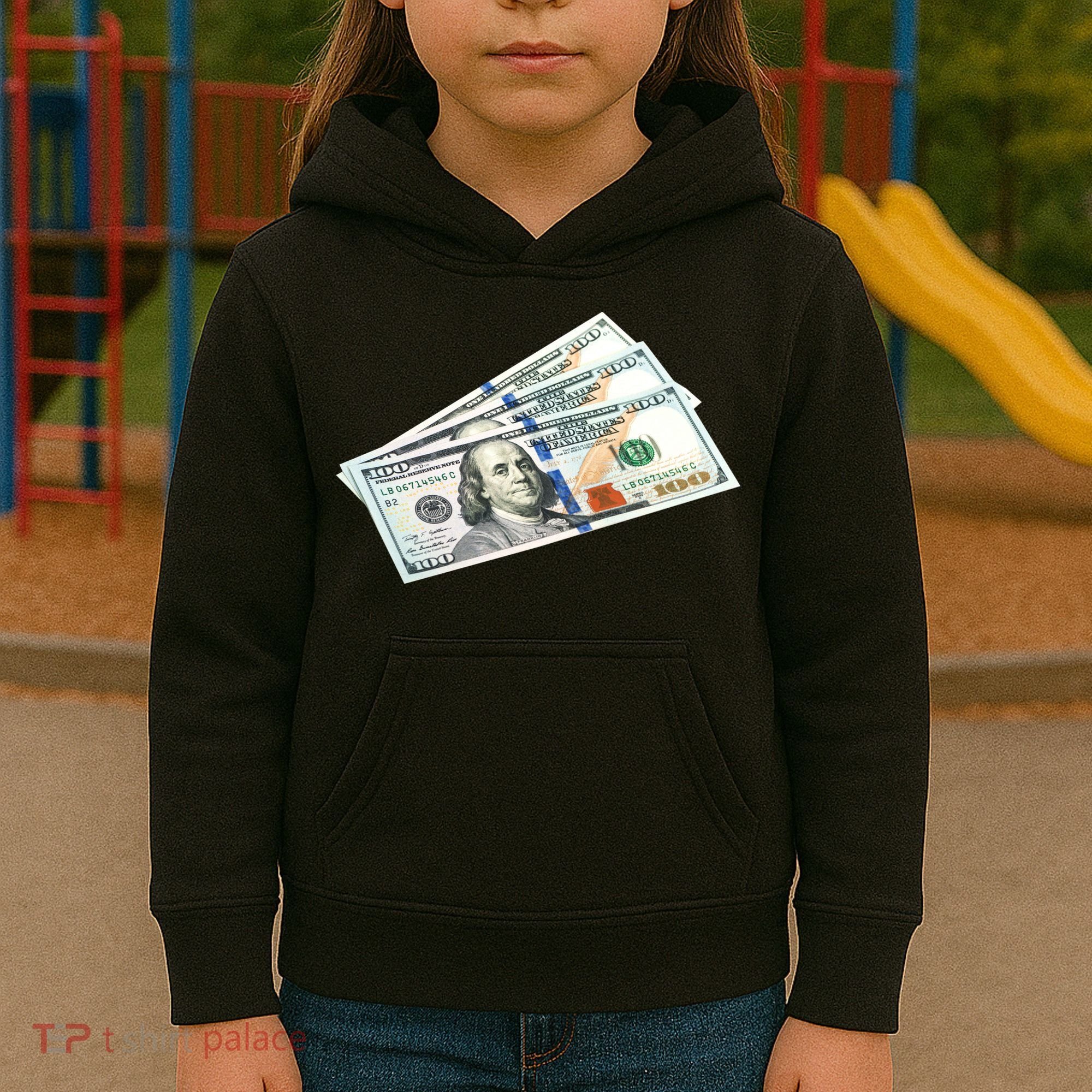 Money $100 Dollar Bills Bill Baller Big Ben Franklin Kids Hoodie