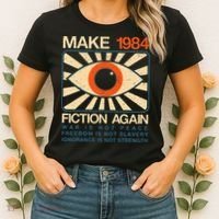 Make 1984 Fiction Again Dystopian Women's T-Shirt thumb 2