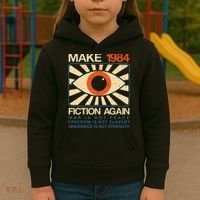 Make 1984 Fiction Again Dystopian Kids Hoodie thumb 3