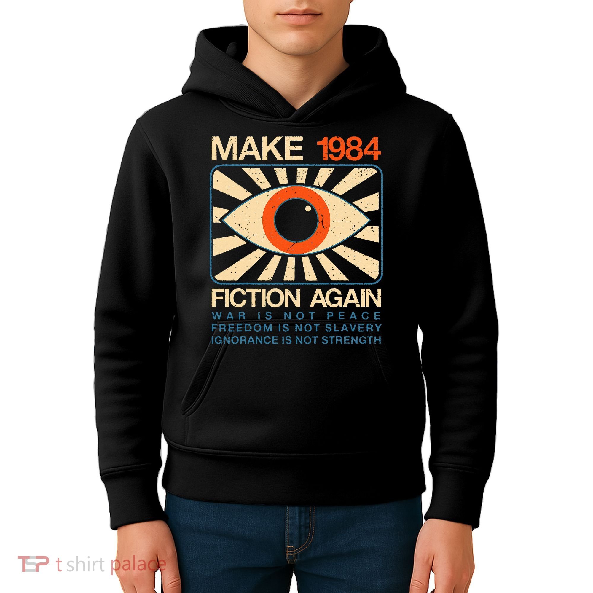 Make 1984 Fiction Again Dystopian Kids Hoodie