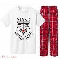Make 1984 Fiction Again Anti Communism Freedom Kids Plaid Pajama Set thumb 0