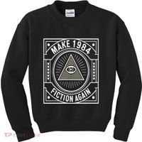 Make 1984 Fiction Again Allseeing Eye Dystopian Kids Sweatshirt thumb 0