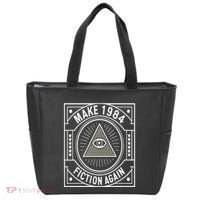 Make 1984 Fiction Again Allseeing Eye Dystopian Tote Bag thumb 0