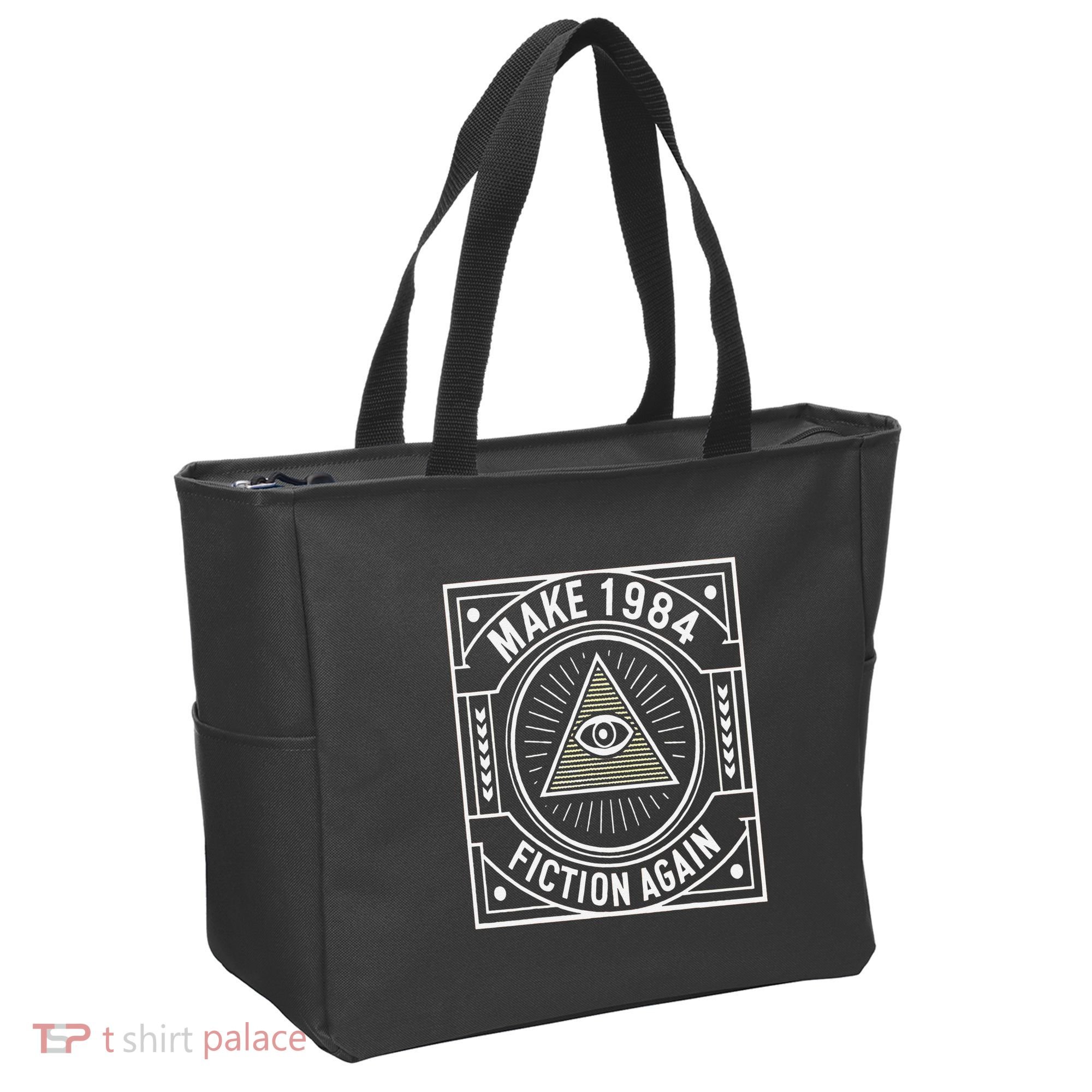 Make 1984 Fiction Again Allseeing Eye Dystopian Tote Bag