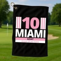 Miami 10 Goat Great Of All Time Golf Towel thumb 1