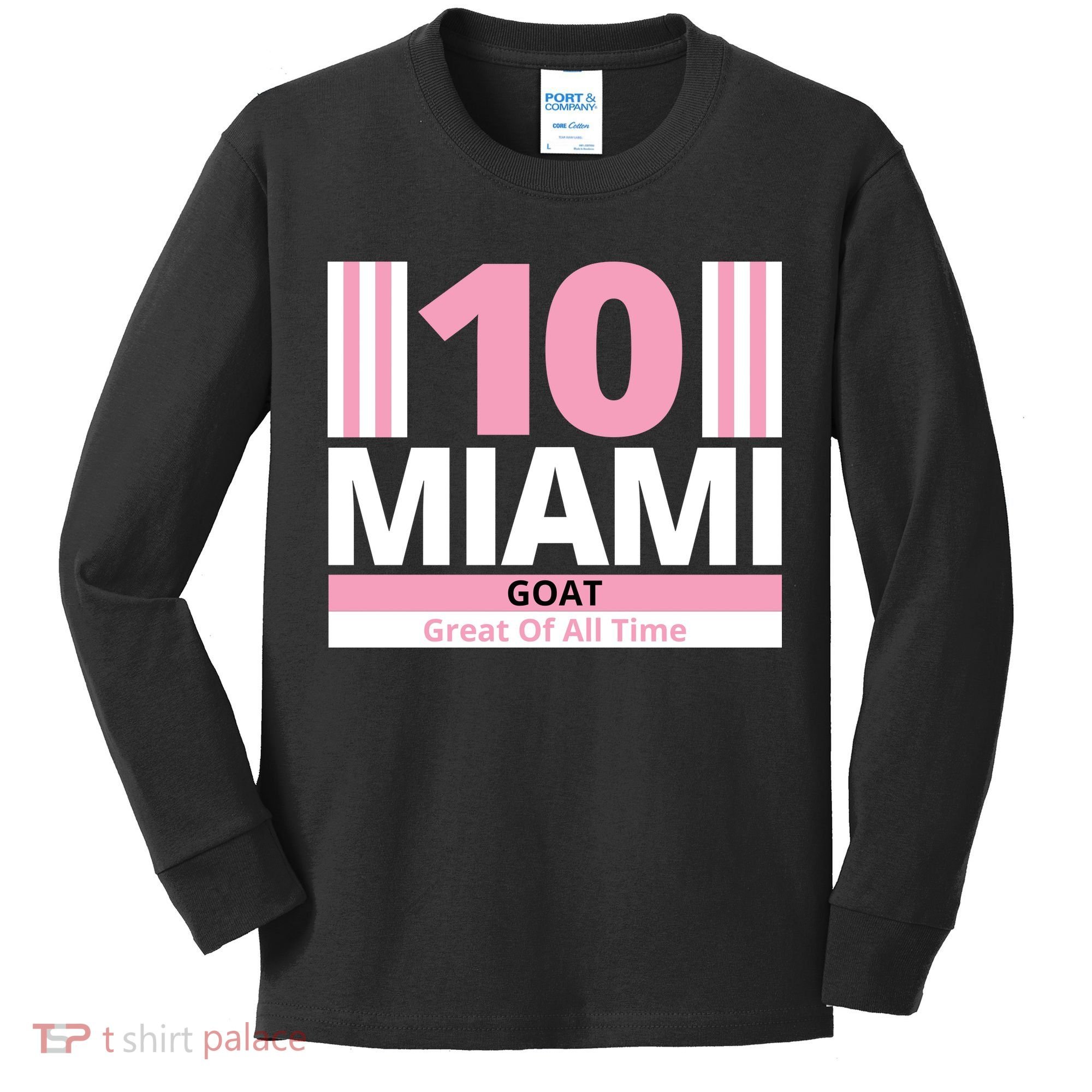 Miami 10 Goat Great Of All Time Kids Long Sleeve Shirt
