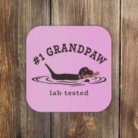Men 1 Grandpaw Lab Tested Pun Labrador Retriever Grandpa Coaster thumb 0