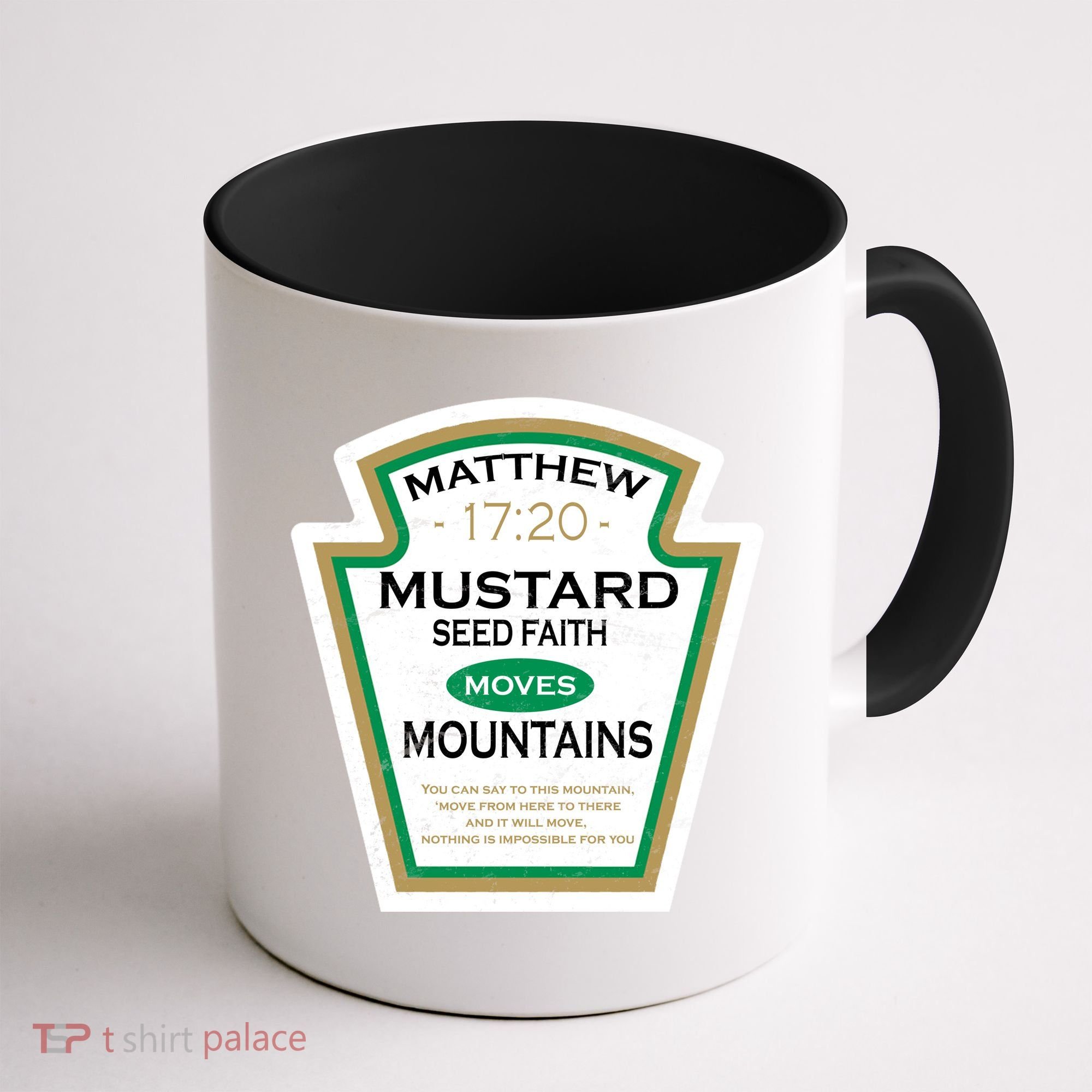Matthew 17:20 Mustard Label Coffee Mug