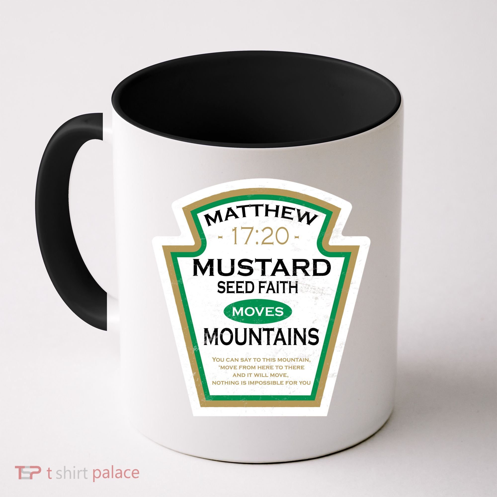 Matthew 17:20 Mustard Label Coffee Mug