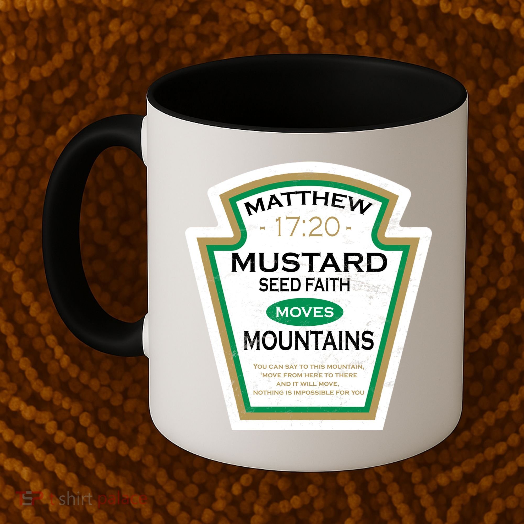 Matthew 17:20 Mustard Label Coffee Mug