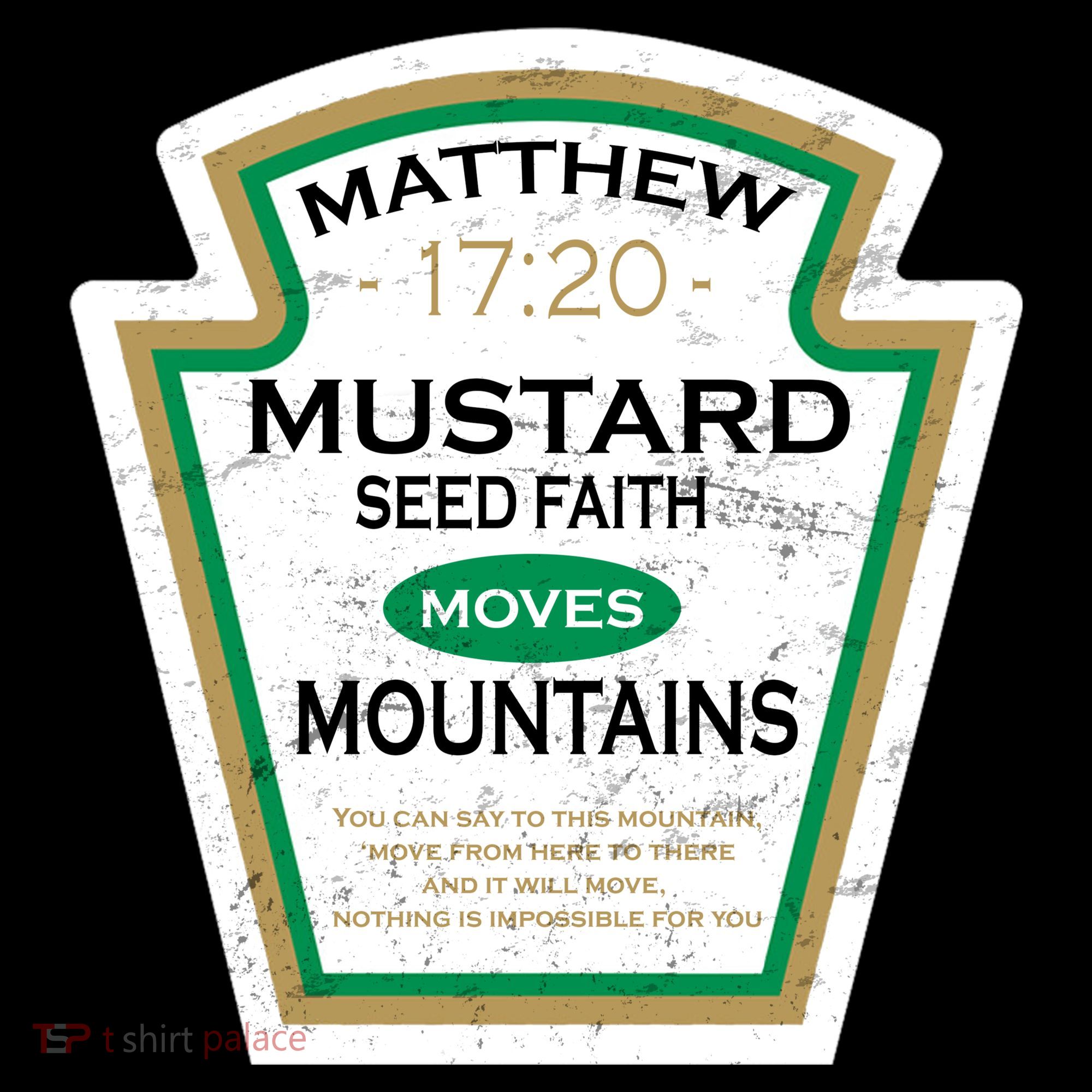 Matthew 17:20 Mustard Label Coffee Mug