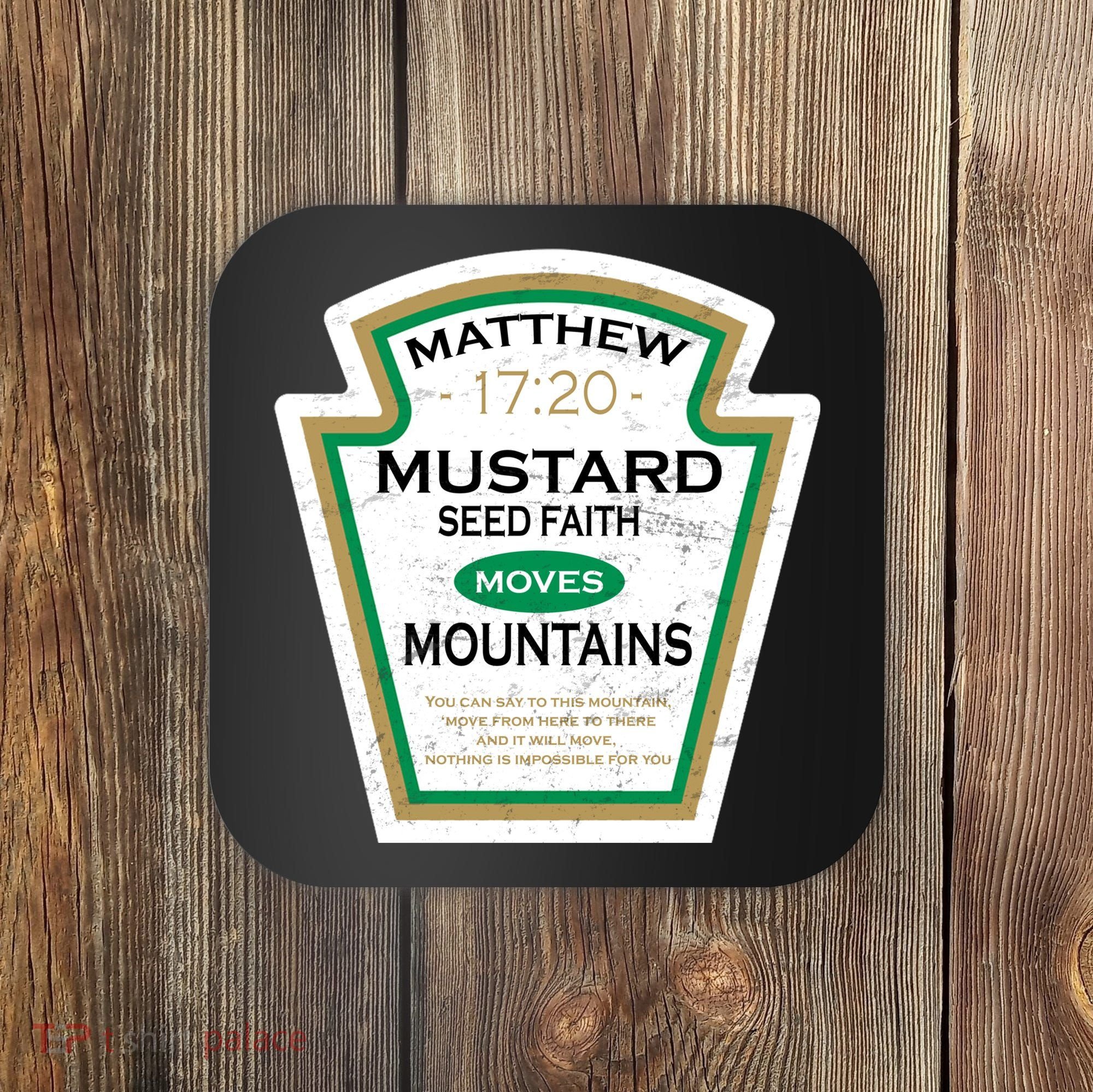 Matthew 17:20 Mustard Label Coaster
