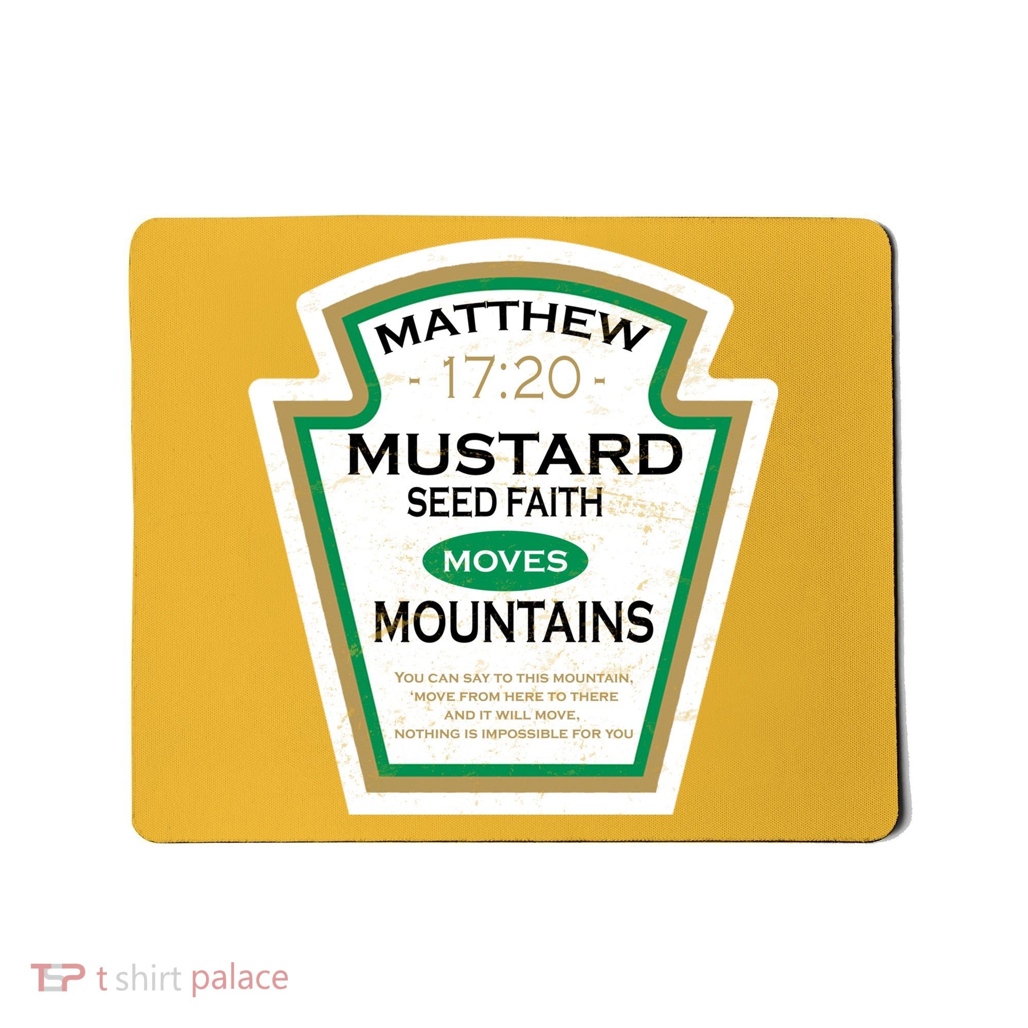 Matthew 17:20 Mustard Label Mousepad