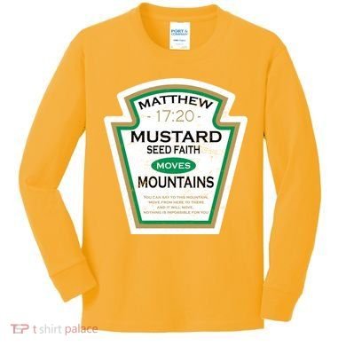 Matthew 17:20 Mustard Label Kids Long Sleeve Shirt