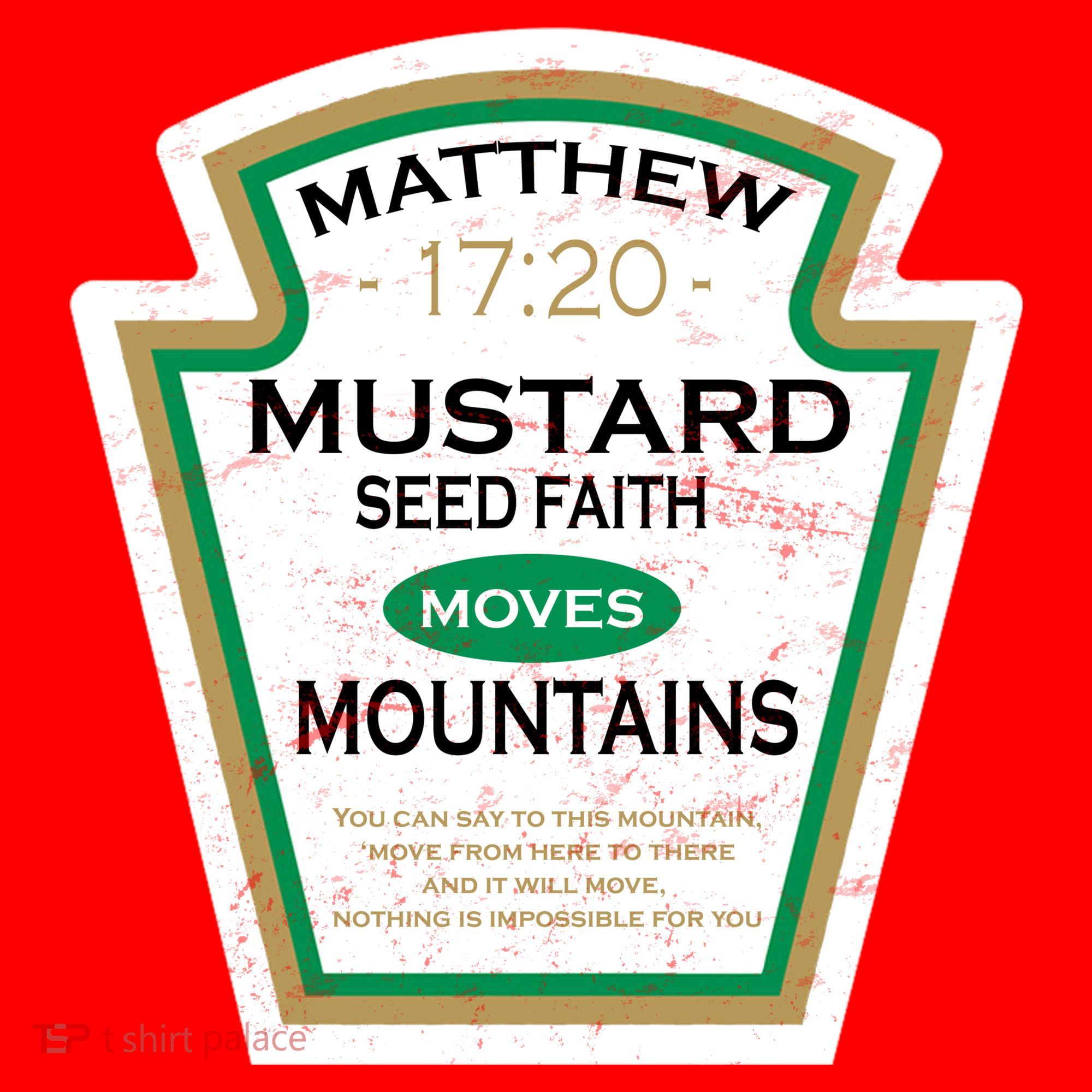 Matthew 17:20 Mustard Label Santa Hat