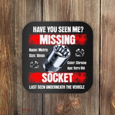 Missing 10mm Socket Funny Mechanics Lifestyle Cartruck Gift Coaster