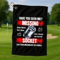 Missing 10mm Socket Funny Mechanics Lifestyle Cartruck Gift Golf Towel thumb 1