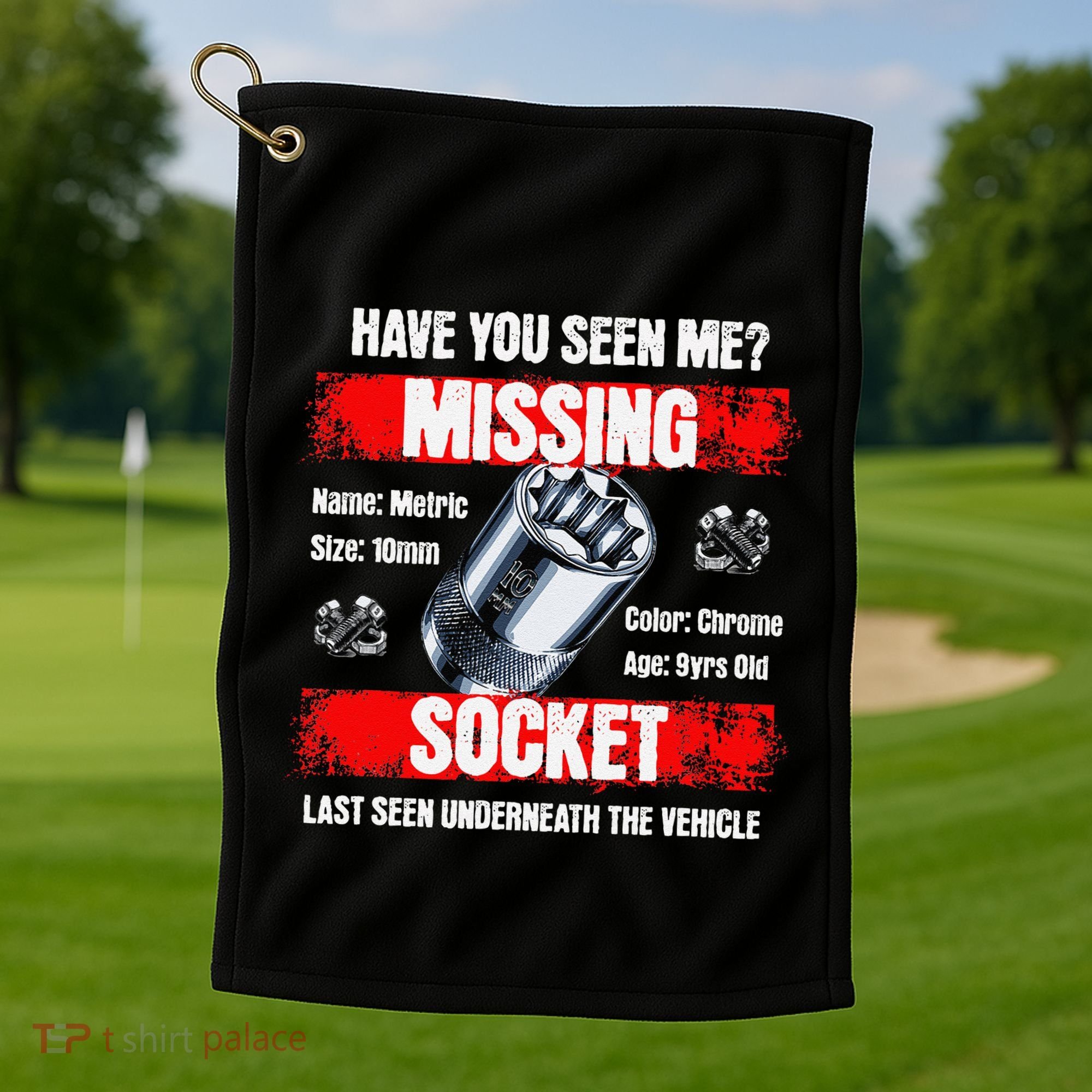 Missing 10mm Socket Funny Mechanics Lifestyle Cartruck Gift Golf Towel
