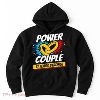 Married 11 Years Power Couple 11th Wedding Anniversary Hoodie thumb 0