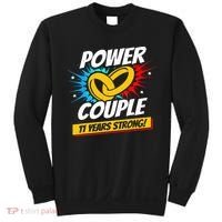 Married 11 Years Power Couple 11th Wedding Anniversary Sweatshirt thumb 0