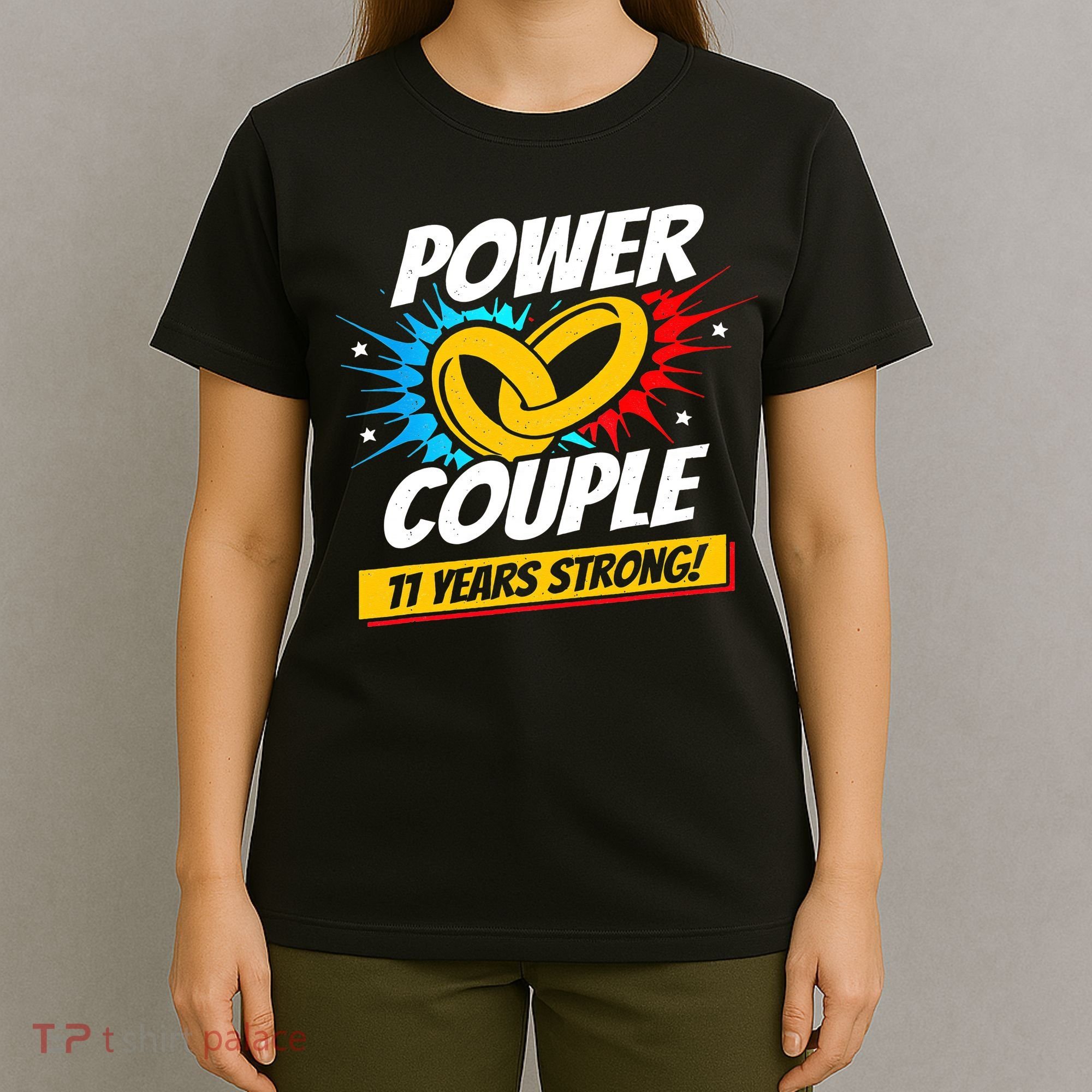 Married 11 Years Power Couple 11th Wedding Anniversary T-Shirt