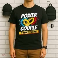 Married 11 Years Power Couple 11th Wedding Anniversary T-Shirt thumb 6