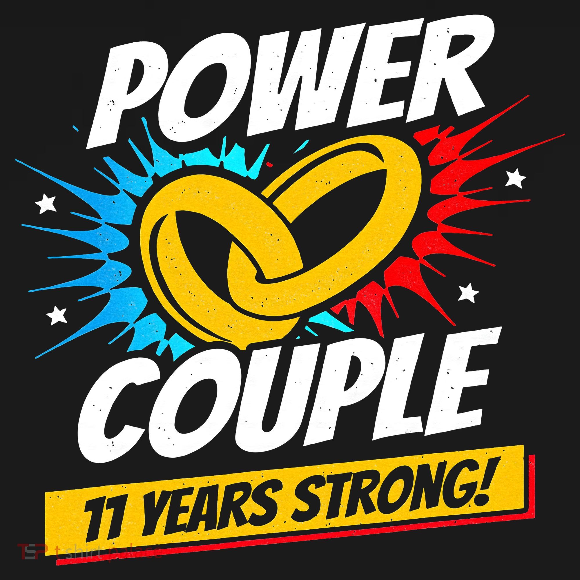 Married 11 Years Power Couple 11th Wedding Anniversary T-Shirt
