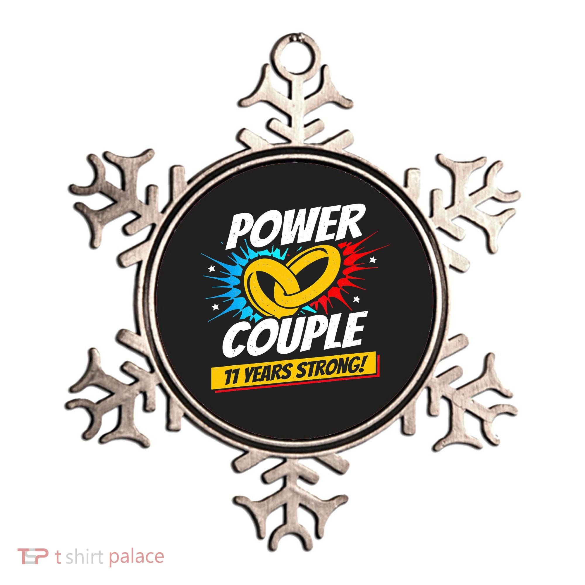 Married 11 Years Power Couple 11th Wedding Anniversary Ornament