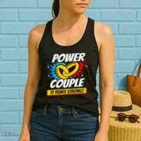 Married 11 Years Power Couple 11th Wedding Anniversary Women's Tank Top thumb 2