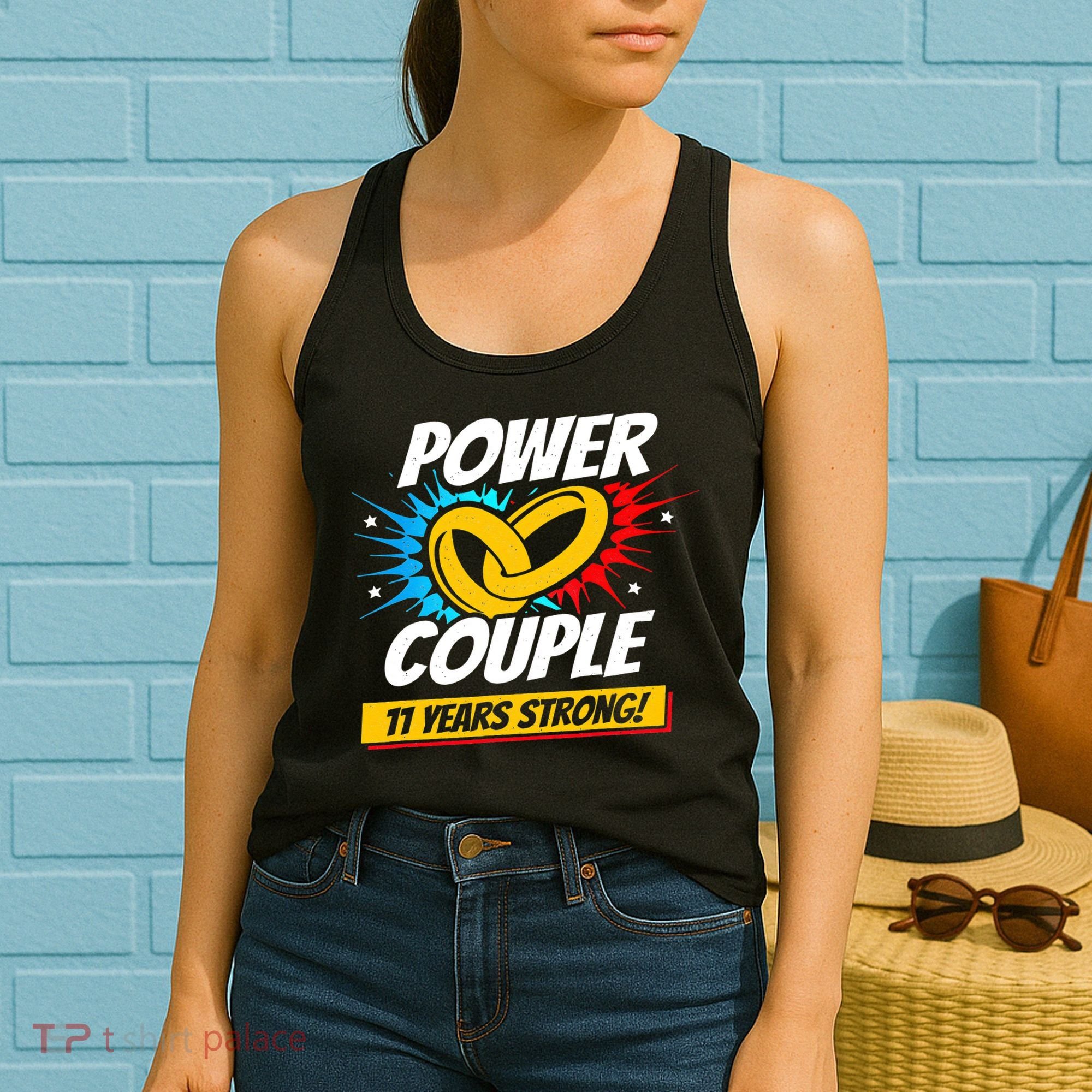 Married 11 Years Power Couple 11th Wedding Anniversary Women's Tank Top