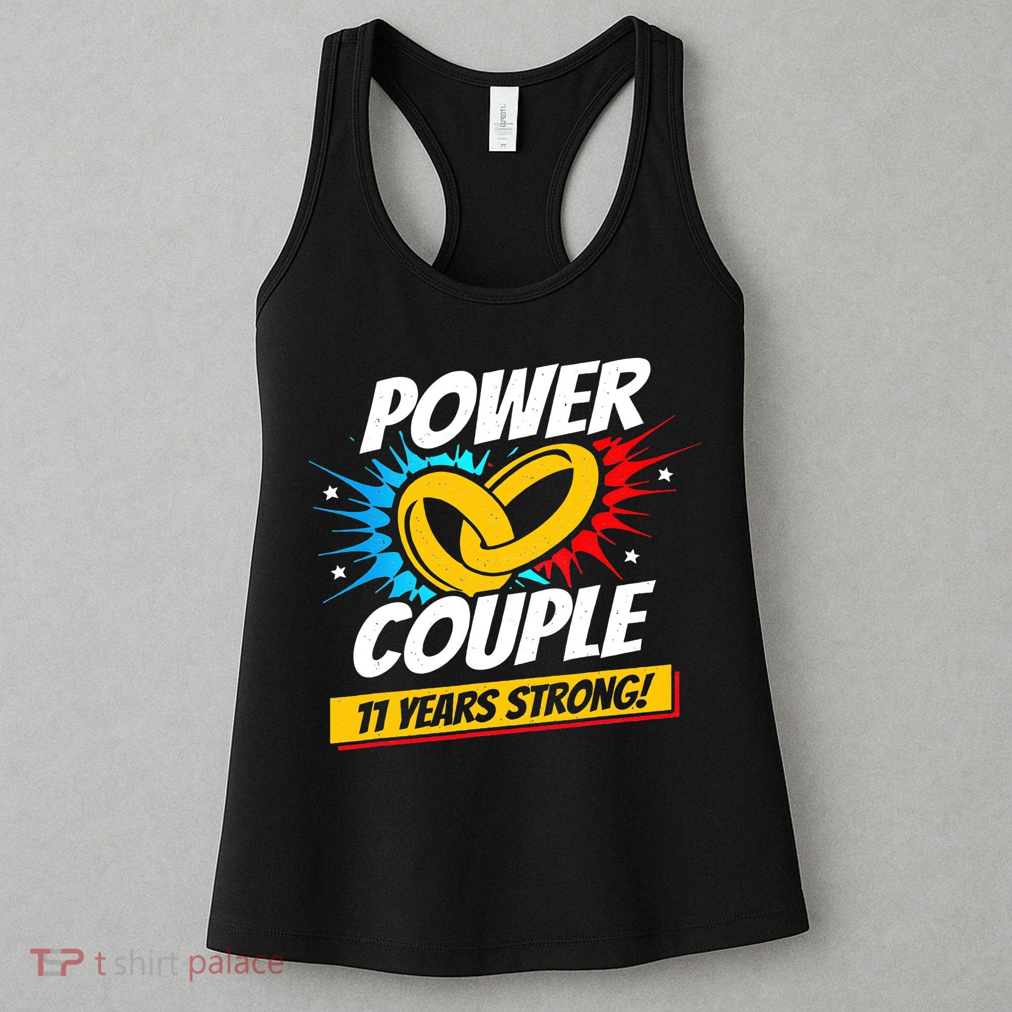 Married 11 Years Power Couple 11th Wedding Anniversary Women's Tank Top
