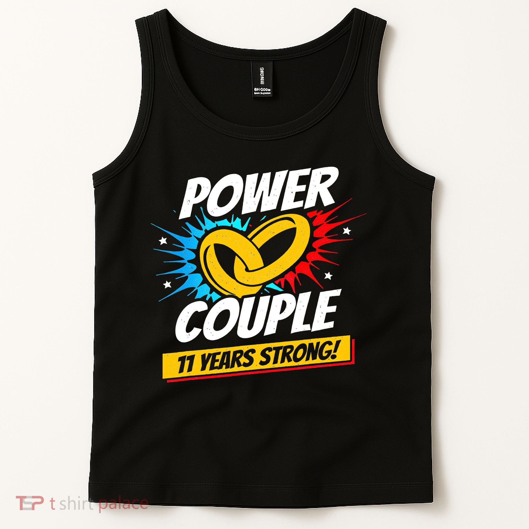 Married 11 Years Power Couple 11th Wedding Anniversary Tank Top