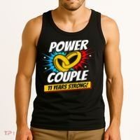 Married 11 Years Power Couple 11th Wedding Anniversary Tank Top thumb 3