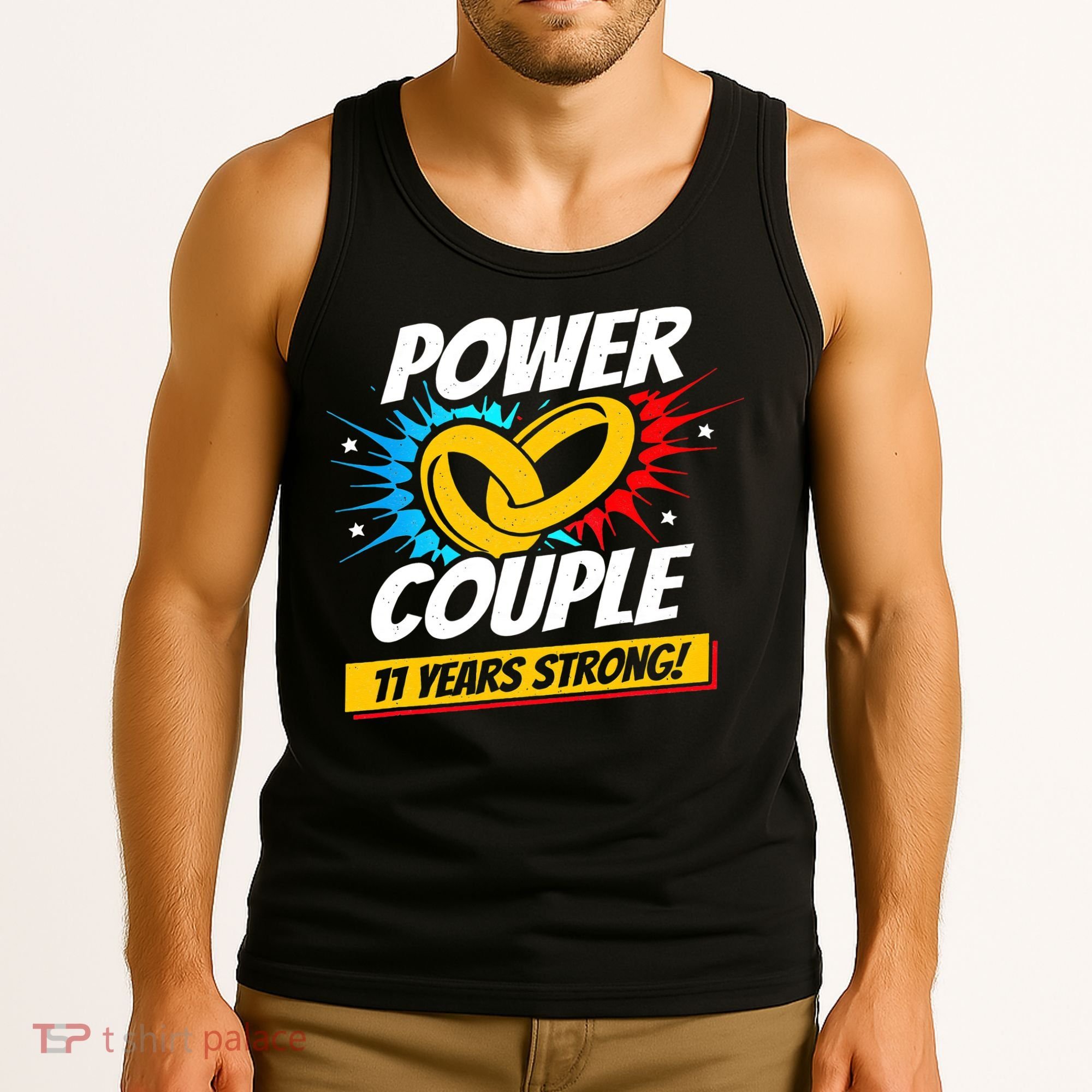 Married 11 Years Power Couple 11th Wedding Anniversary Tank Top