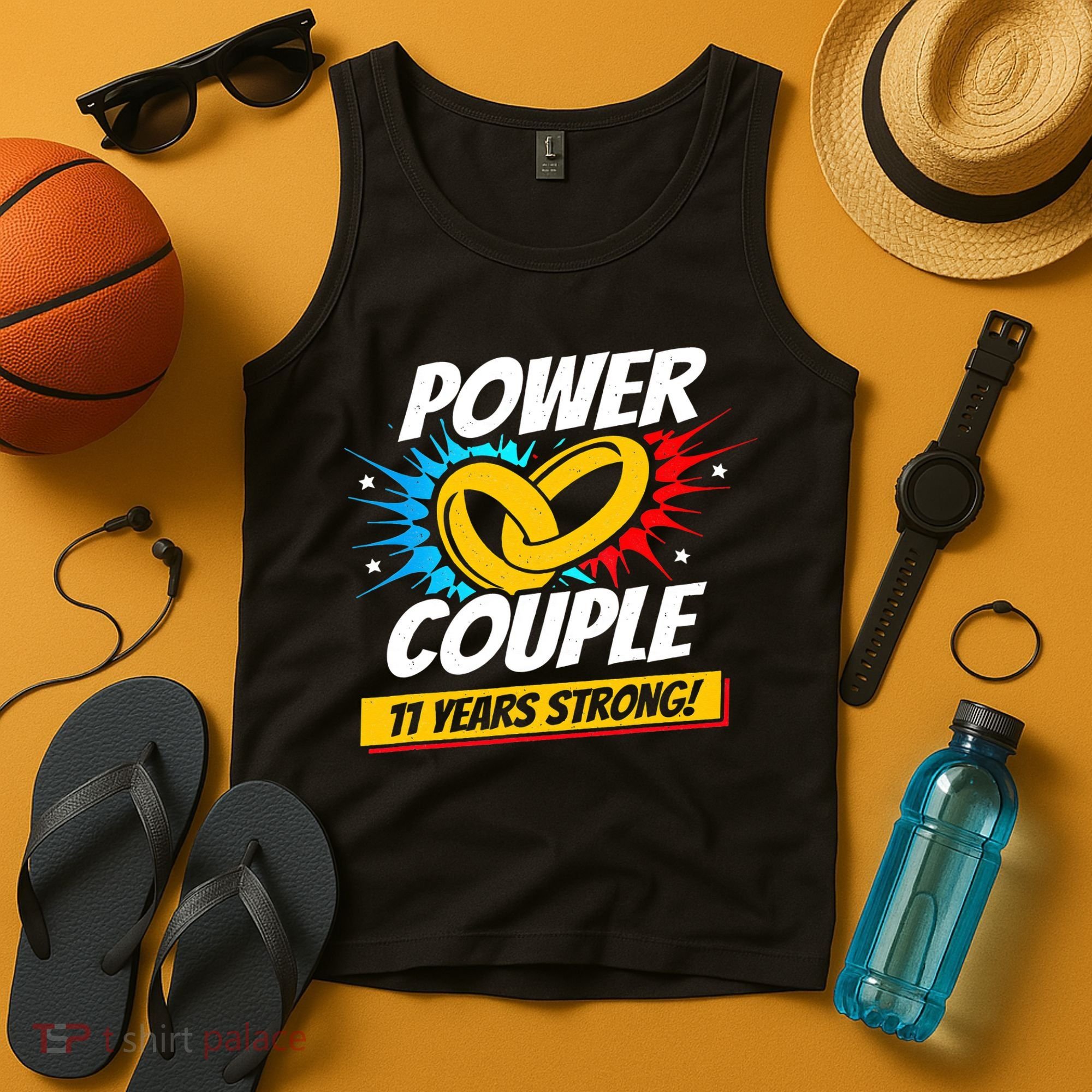 Married 11 Years Power Couple 11th Wedding Anniversary Tank Top