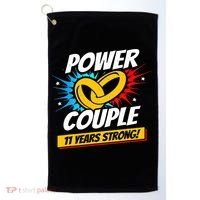 Married 11 Years Power Couple 11th Wedding Anniversary Golf Towel thumb 0