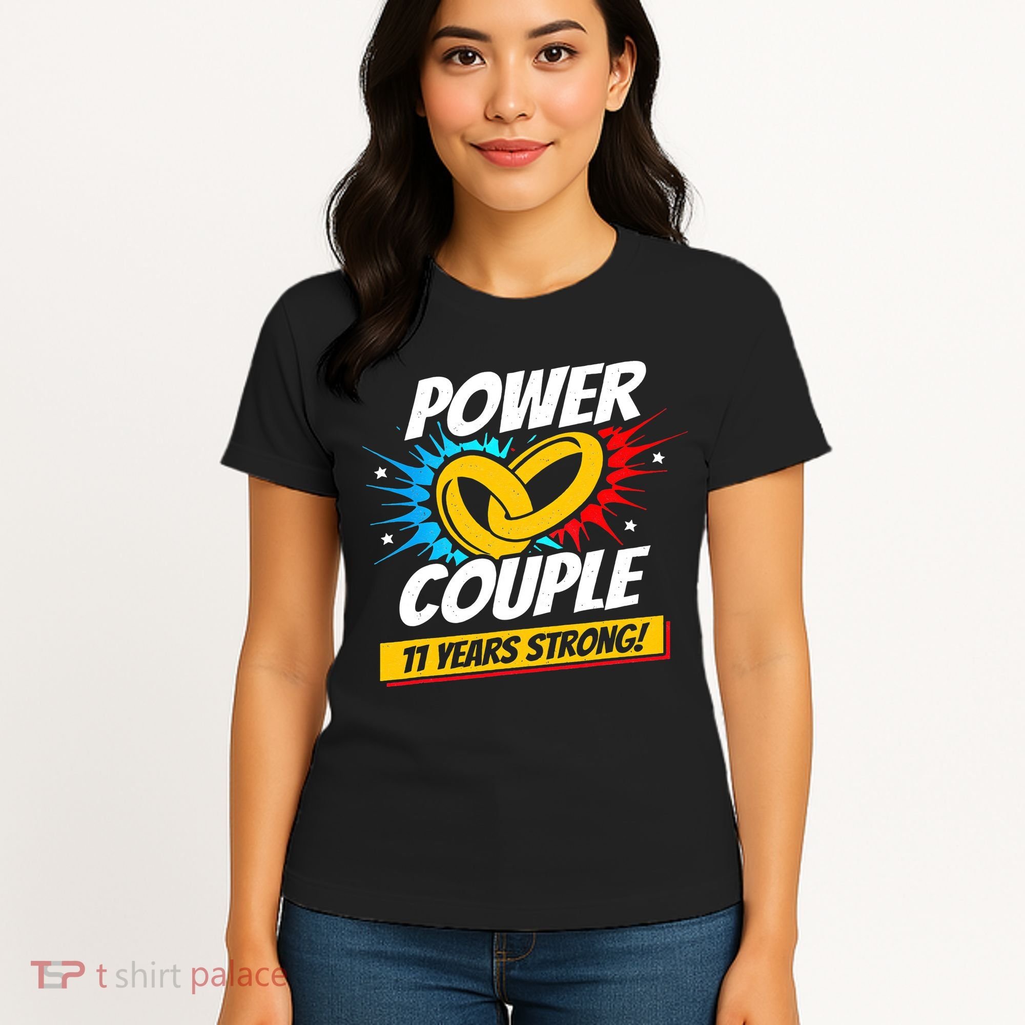Married 11 Years Power Couple 11th Wedding Anniversary Women's T-Shirt